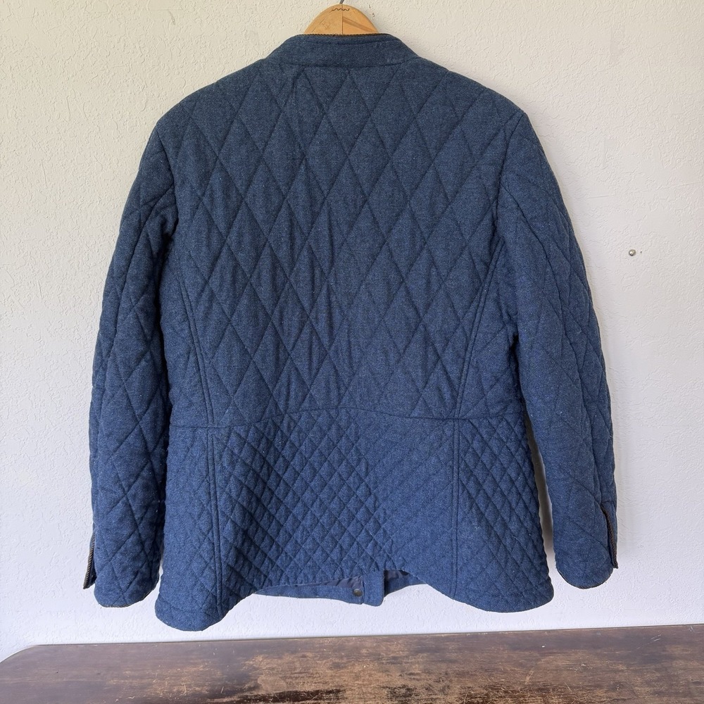 Beretta Women's Quilted Wool Luxury Chore Coat US 12 Blue Melange Corduroy Trim - Picture 2 of 8